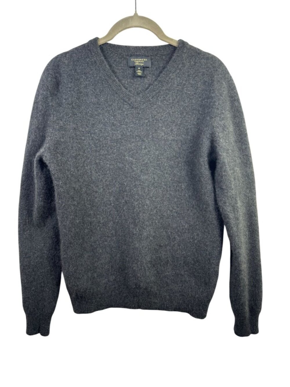Club Room Gray V-Neck Sweater 100% Cashmere Luxury Women size Medium Cozy Soft